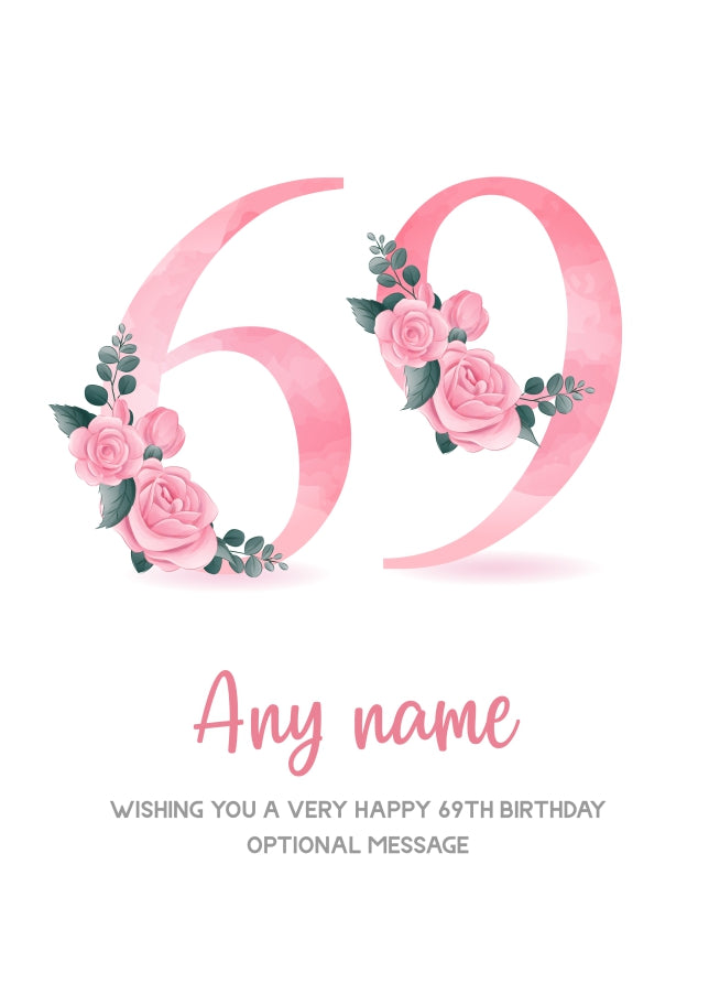 Personalised 69th Birthday Card for Women - Floral Greeting Cards