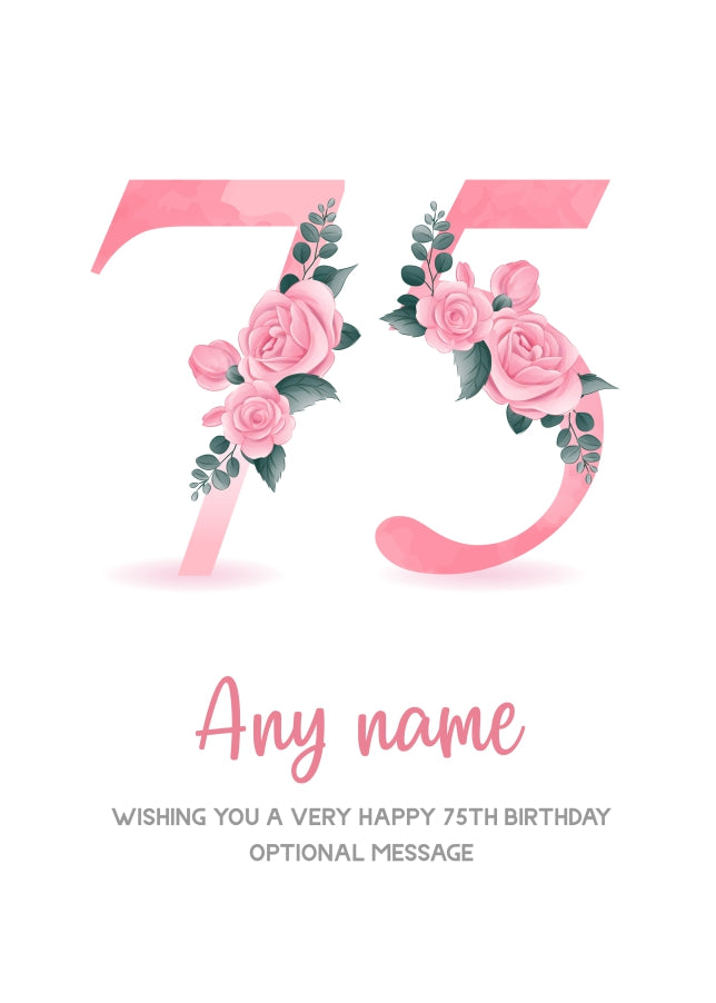 Personalised 75th Birthday Card for Women - Floral Greeting Cards