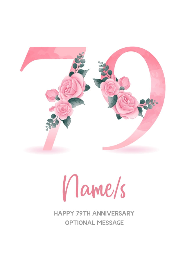 79th Anniversary Card for Wife Husband - Floral Number 79