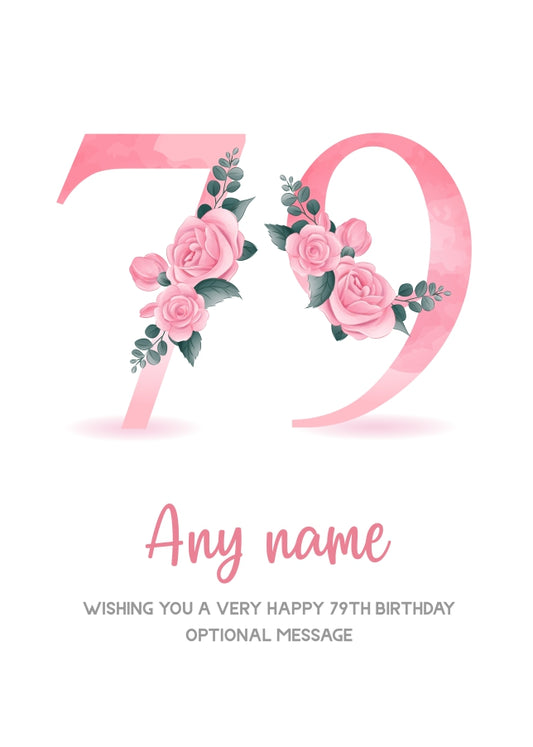 Personalised 79th Birthday Card for Women - Floral Greeting Cards