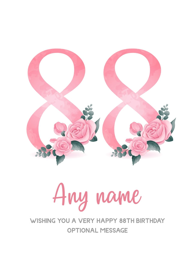 Personalised 88th Birthday Card for Women - Floral Greeting Cards