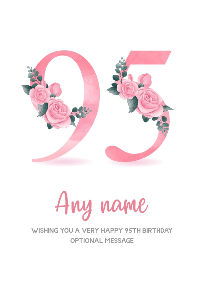 Personalised 95th Birthday Card for Women - Floral Greeting Cards