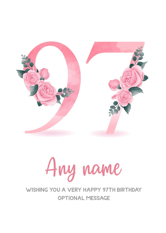 Personalised 97th Birthday Card for Women - Floral Greeting Cards