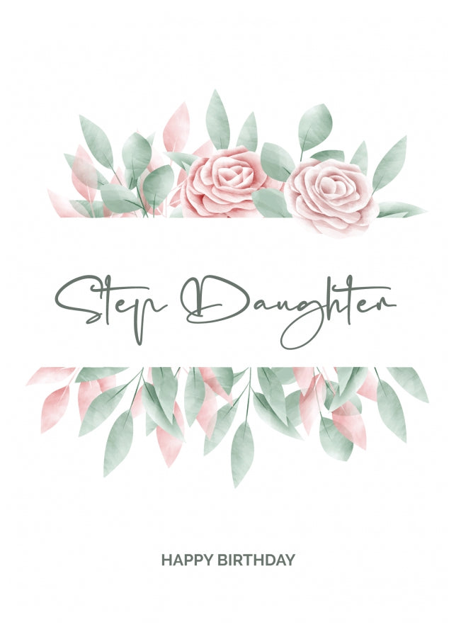 Special Step Daughter Birthday Card - Floral Birthday Cards for Her