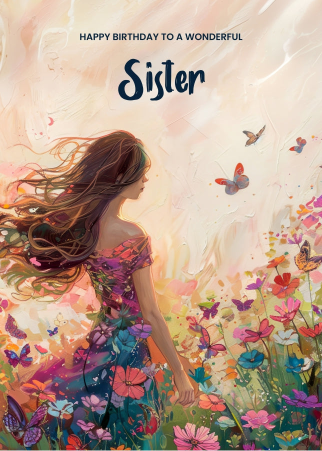 Elegant Birthday Card for Sister