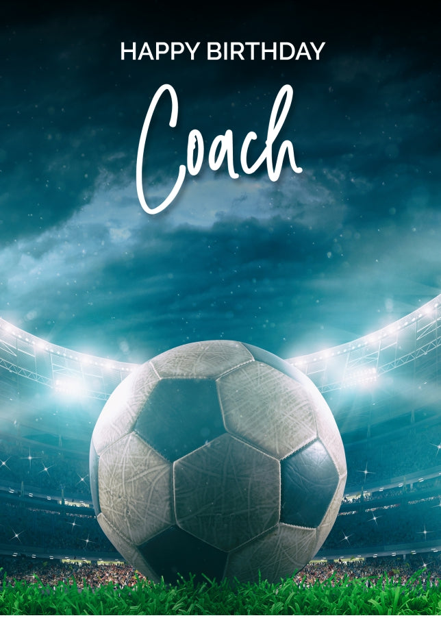 Football Birthday Card for Coach - Adult Birthday Cards for Coach of Any Age