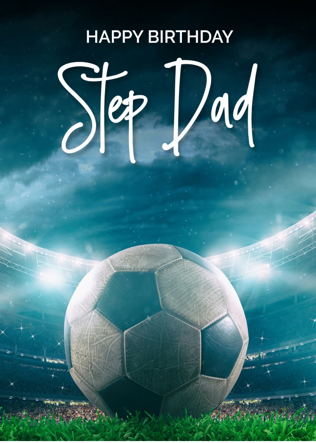 Football Birthday Card for Step Dad - Adult Birthday Cards for Step Dad of Any Age