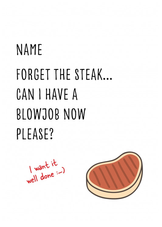 Wife Steak and BJ Card for Her or Girlfriend - Can I have Blowjob now please?