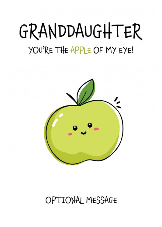 Fruit Pun Birthday Day Card for Granddaughter - Apple of my Eye