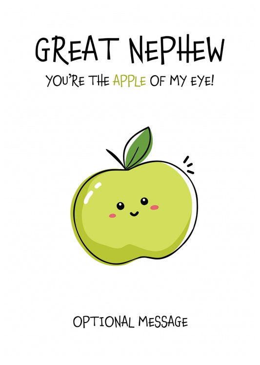 Fruit Pun Birthday Day Card for Great Nephew - Apple of my Eye