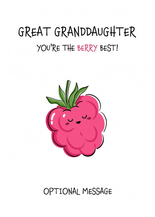 Fruit Pun Birthday Day Card for Great Granddaughter - The Berry Best