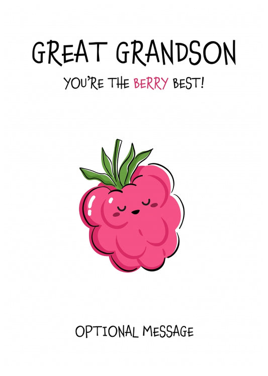 Fruit Pun Birthday Day Card for Great Grandson - The Berry Best