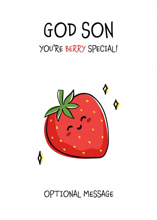 Fruit Pun Birthday Day Card for God Son - Berry Special