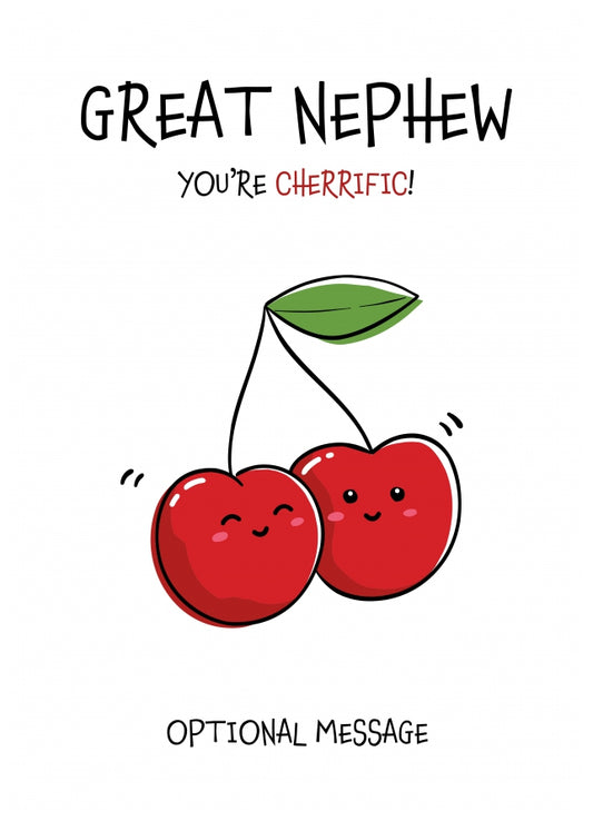 Great Nephew You're Cherrific Fruit Pun Birthday Card