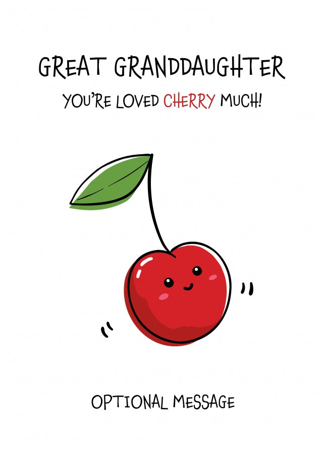 Fruit Pun Birthday Day Card for Great Granddaughter - Loved Very Much