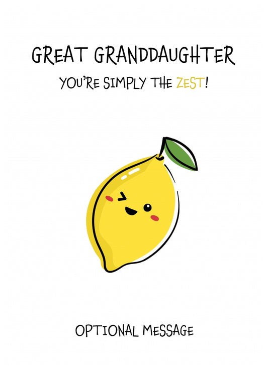 Fruit Pun Birthday Day Card for Great Granddaughter - Simply the Best
