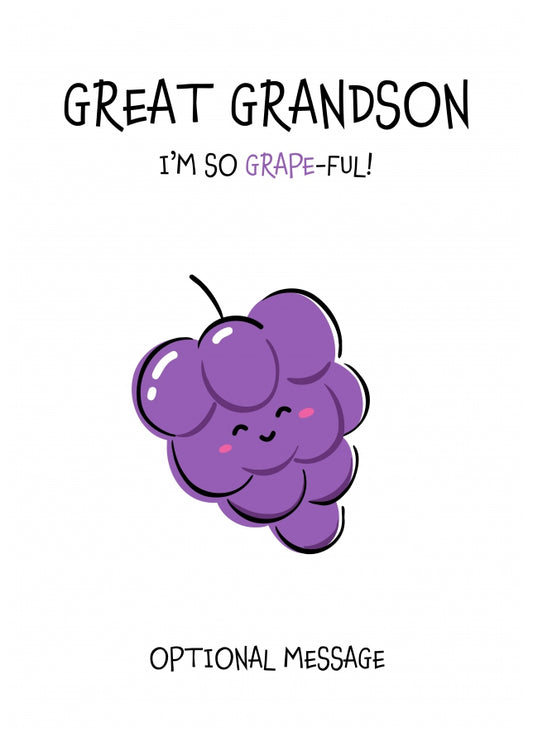 Fruit Pun Birthday Day Card for Great Grandson - I'm so Grateful