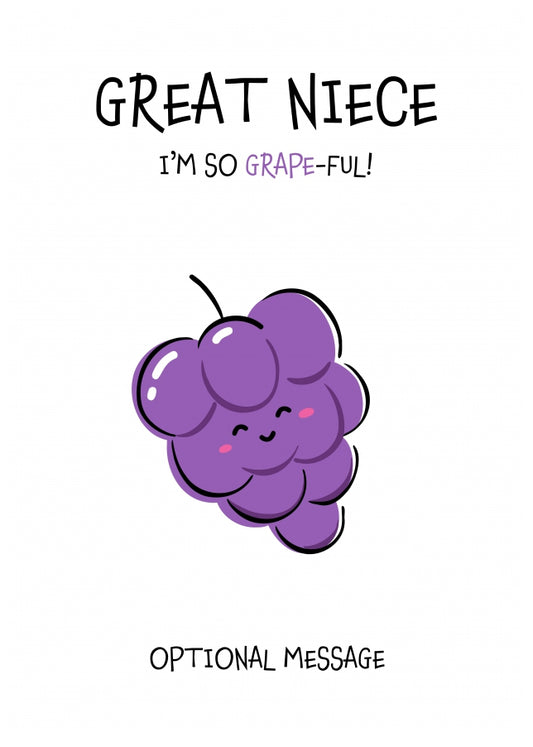 Fruit Pun Birthday Day Card for Great Niece - I'm so Grateful