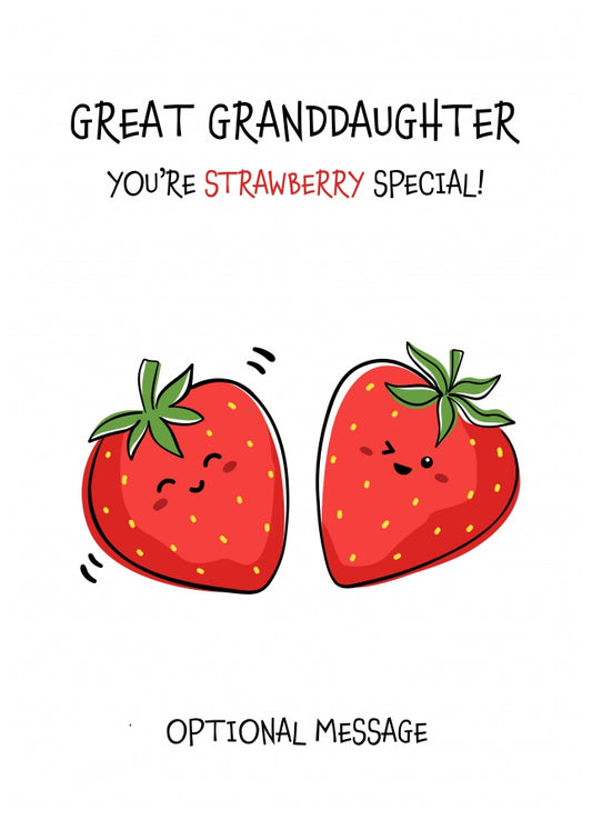 Fruit Pun Birthday Day Card for Great Granddaughter - So Very Special