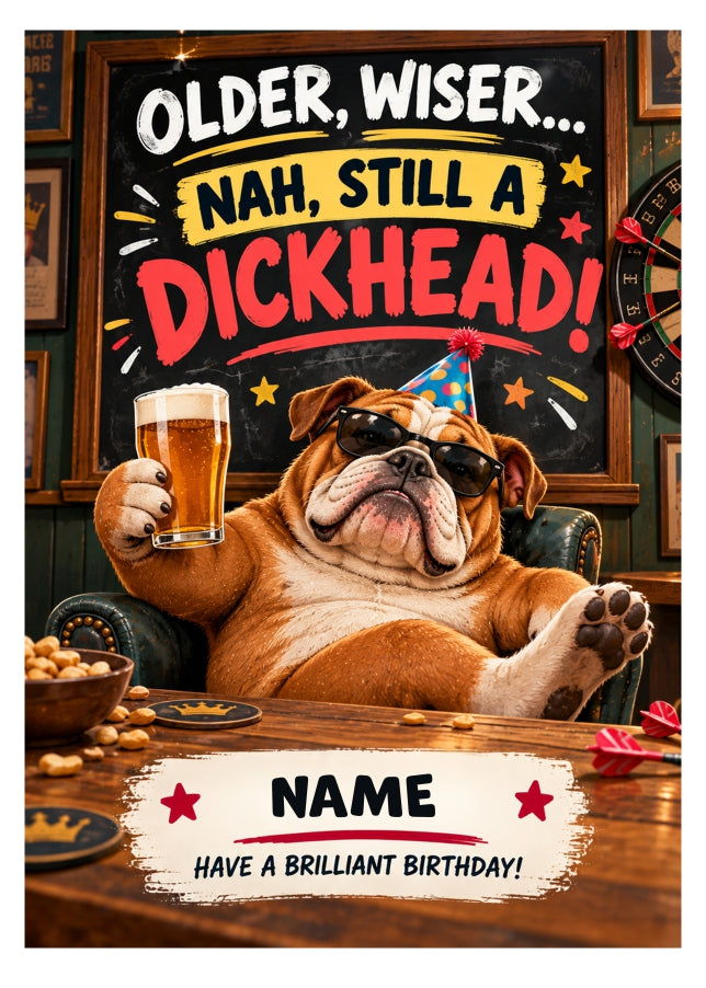 Funny Birthday Card Older Wiser Dickhead