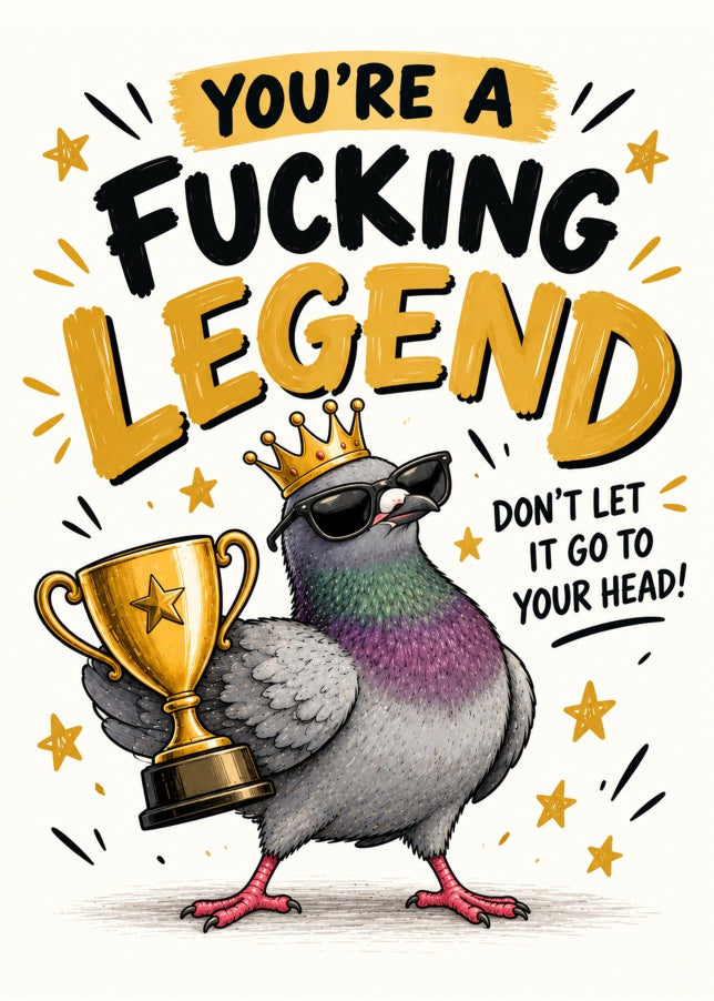 Funny Rude Birthday Card for Him with Pigeon Design