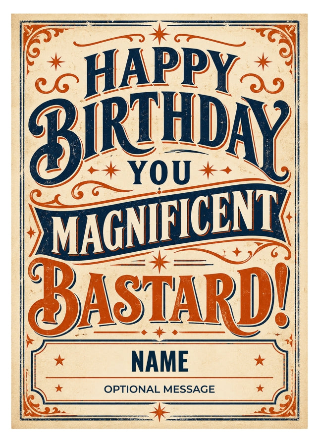 Funny Rude Birthday Card for a Friend with Vintage Style