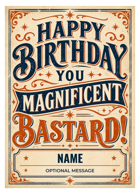 Funny Rude Birthday Card for a Friend with Vintage Style