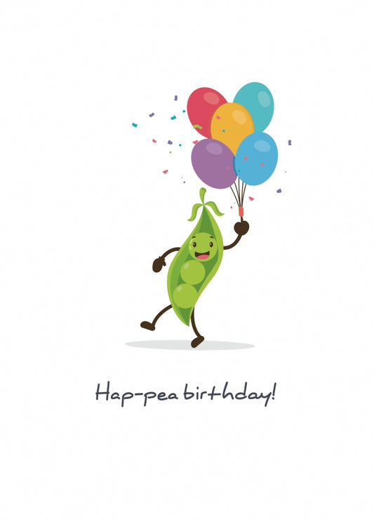 Humorous and Funny Birthday Card for Women and Men - Hap-pea Birthday!