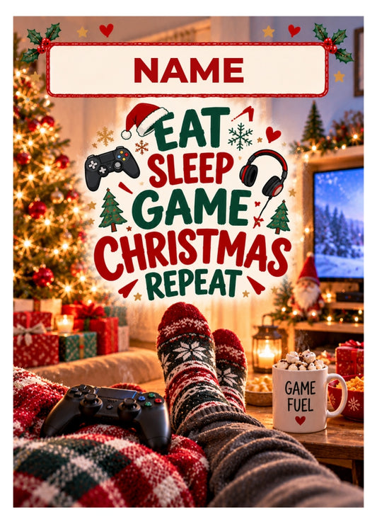 Personalised Gamer Christmas Card