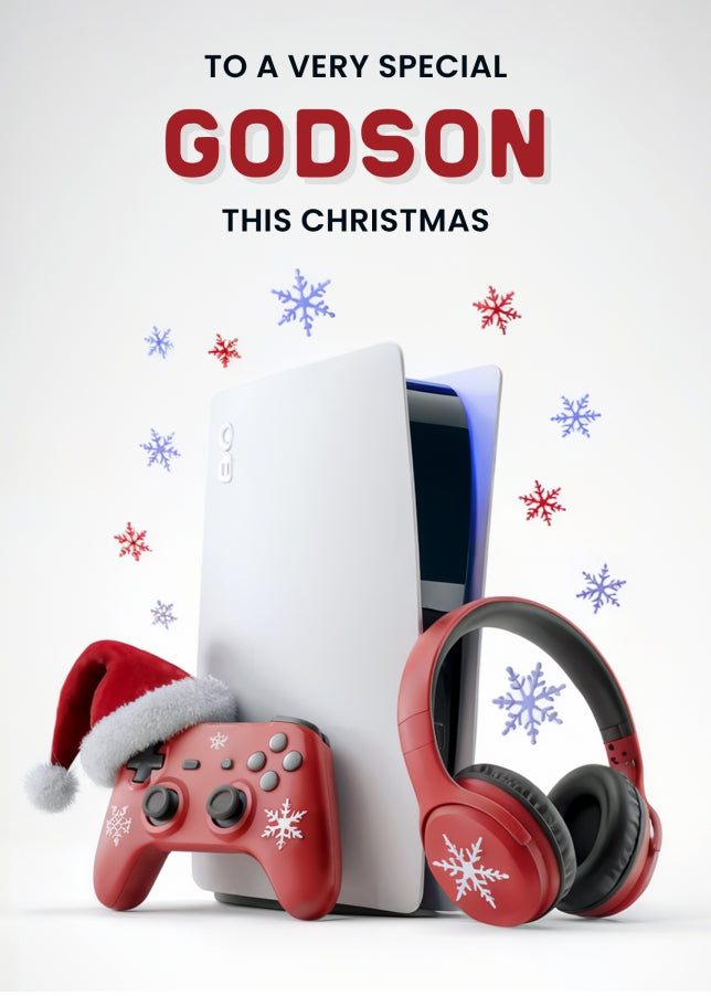 Gaming Christmas Card for Godson - Console Controller Headphones