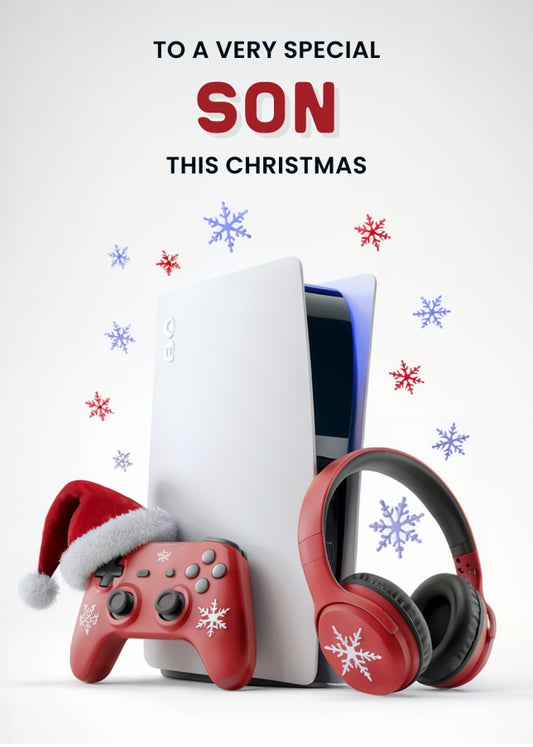 Gaming Christmas Card for Son - Console Controller Headphones