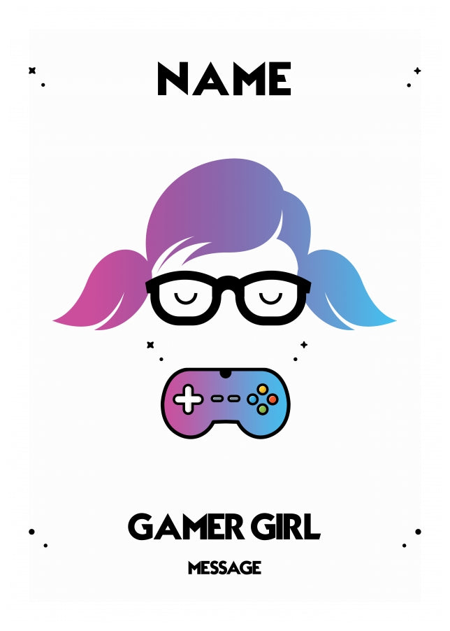 Personalised Girl Gamer Card