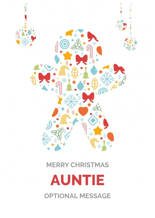 Merry Christmas Card for Auntie - Gingerbread Man Icons