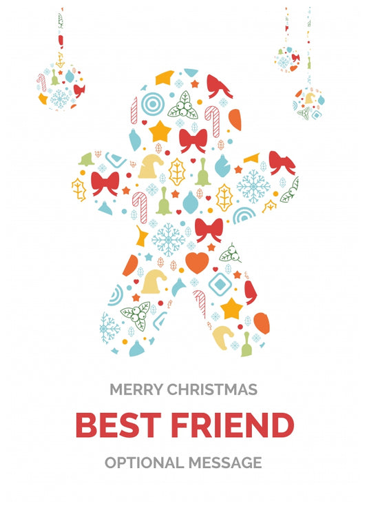 Merry Christmas Card for Best Friend - Gingerbread Man Icons