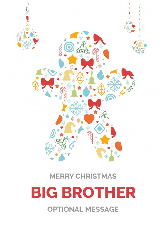 Merry Christmas Card for Big Brother - Gingerbread Man Icons