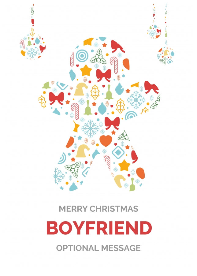 Merry Christmas Card for Boyfriend - Gingerbread Man Icons