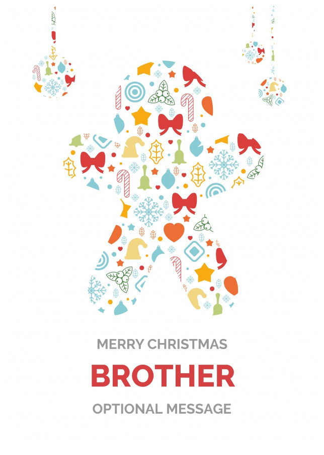 Merry Christmas Card for Brother - Gingerbread Man Icons