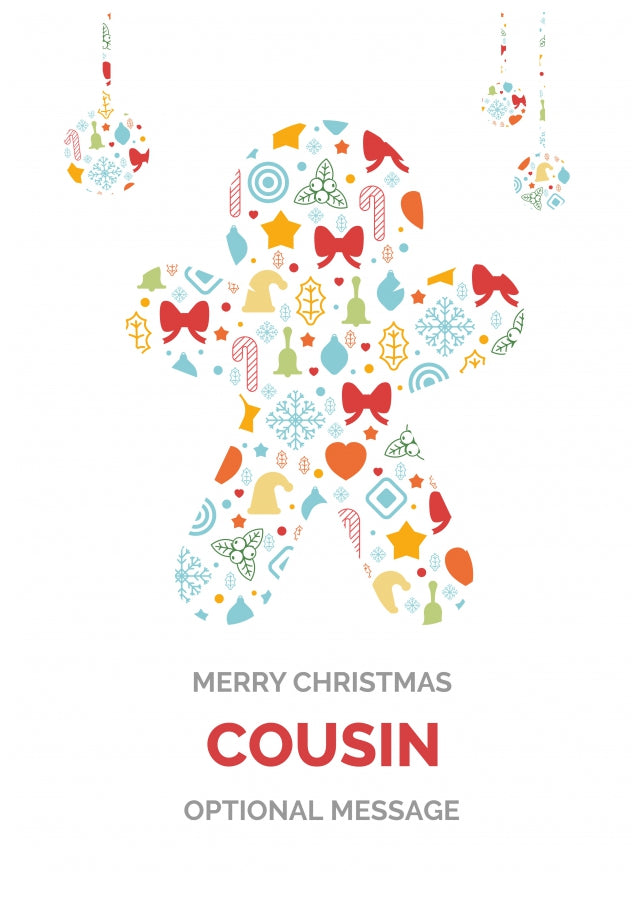 Merry Christmas Card for Cousin - Gingerbread Man Icons