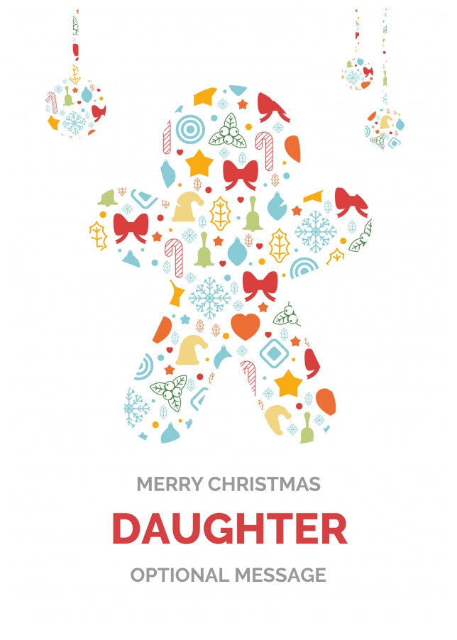 Merry Christmas Card for Daughter - Gingerbread Man Icons