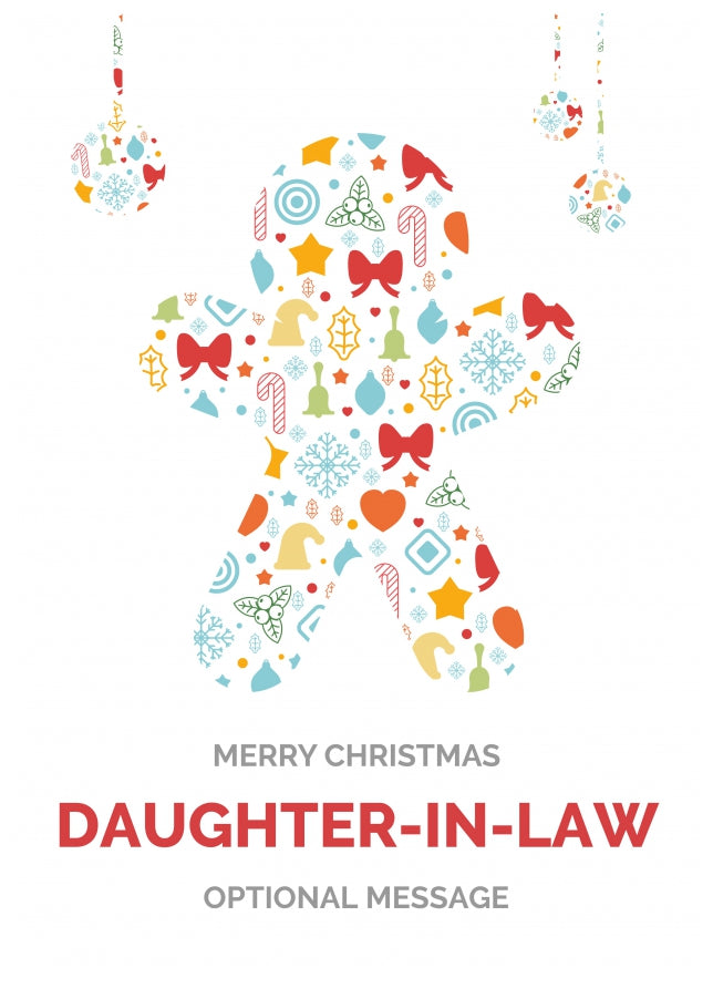 Merry Christmas Card for Daughter-in-law - Gingerbread Man Icons