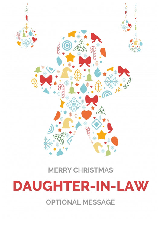 Merry Christmas Card for Daughter-in-law - Gingerbread Man Icons