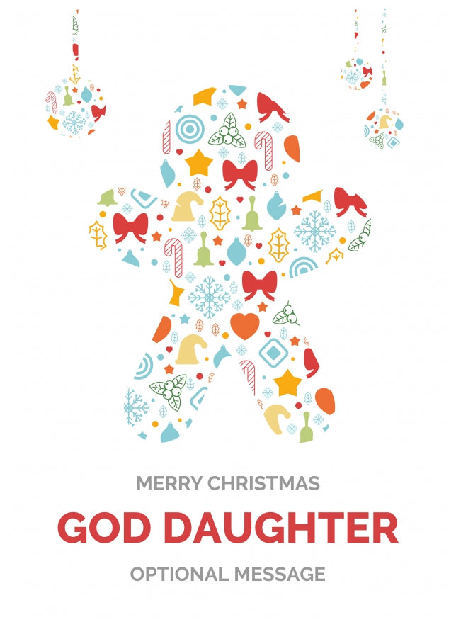 Merry Christmas Card for God Daughter - Gingerbread Man Icons