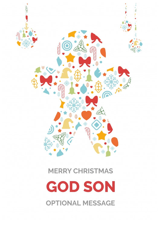 Merry Christmas Card for God Son - Gingerbread Man Icons