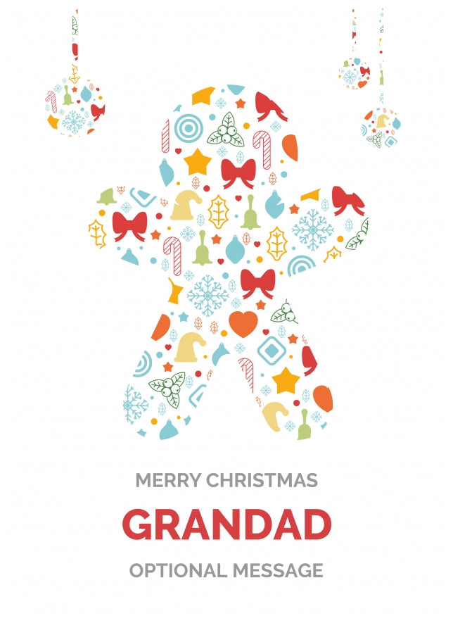 Merry Christmas Card for Grandad - Gingerbread Man Icons