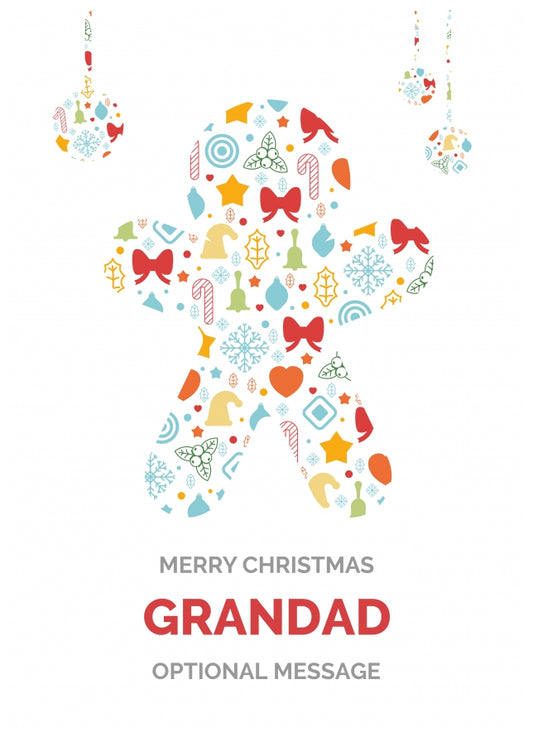 Merry Christmas Card for Grandad - Gingerbread Man Icons