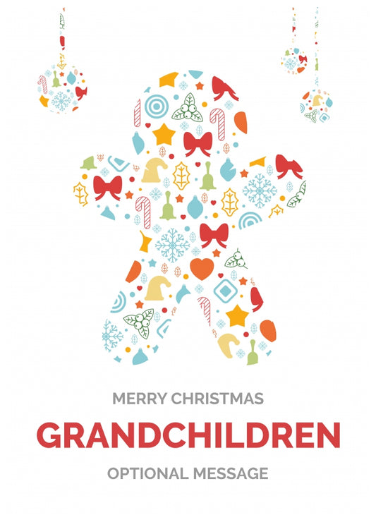 Merry Christmas Card for Grandchildren - Gingerbread Man Icons