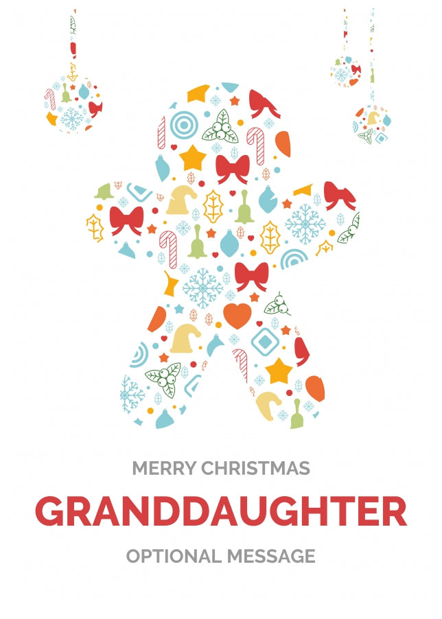 Merry Christmas Card for Granddaughter - Gingerbread Man Icons