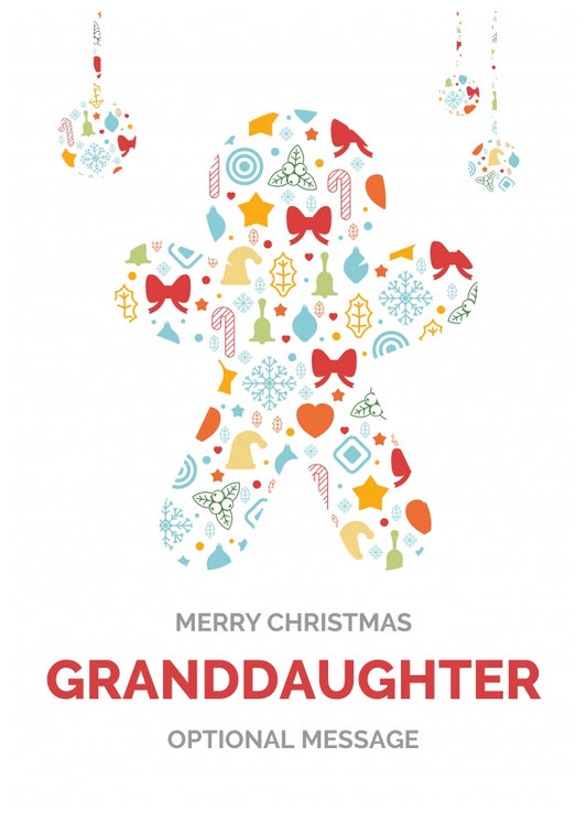 Merry Christmas Card for Granddaughter - Gingerbread Man Icons