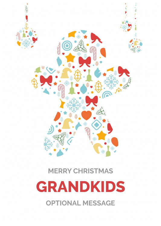Merry Christmas Card for Grandkids - Gingerbread Man Icons