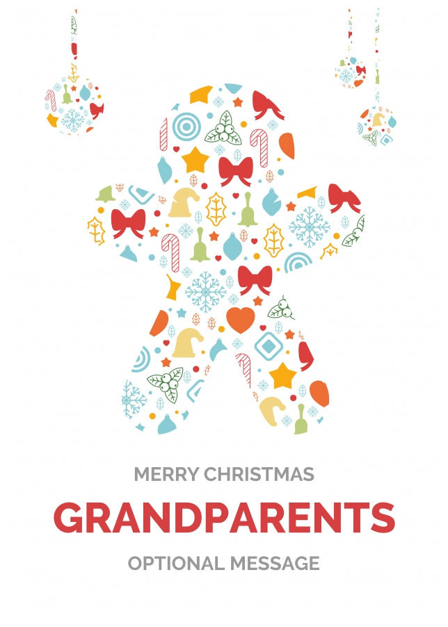 Merry Christmas Card for Grandparents - Gingerbread Man Icons